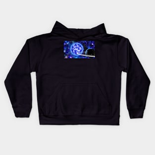 Ringed Planet Orbiting a Blue Star Kids Hoodie